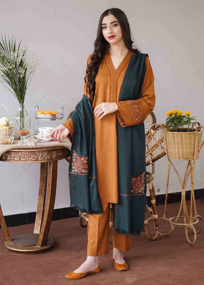 AISLING 3PC Dhanak suit with Embroidered Shawll