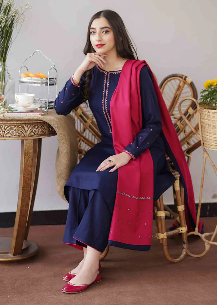 AISLING 3PC Dhanak suit with Embroidered Shawll