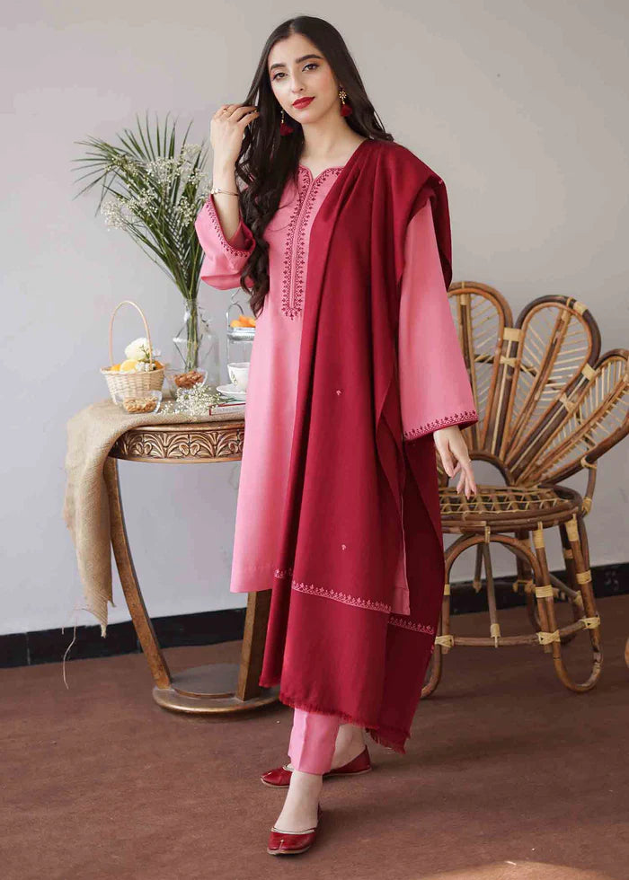 AISLING 3PC Dhanak suit with Embroidered Shawll