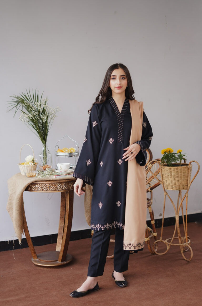 AISLING 3PC Dhanak suit with Embroidered Shawll