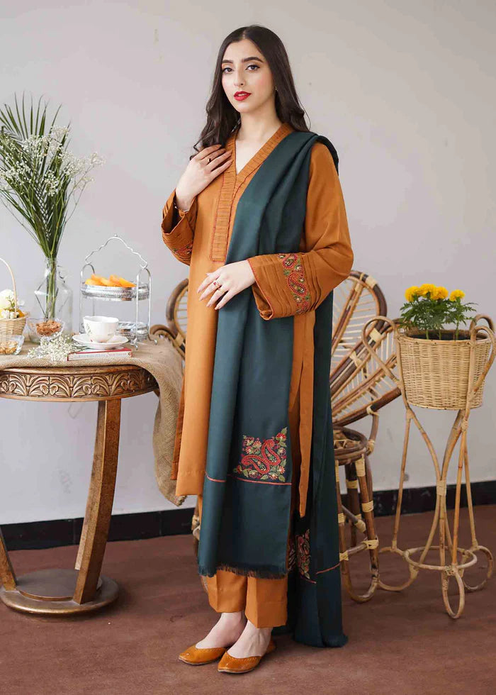 AISLING 3PC Dhanak suit with Embroidered Shawll