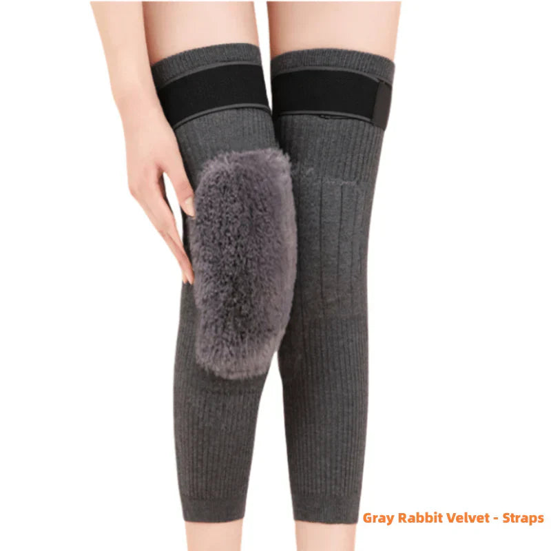 2 Pcs ADJUSTABL WOOL KNEE WARMERS PADS WITH STRAP