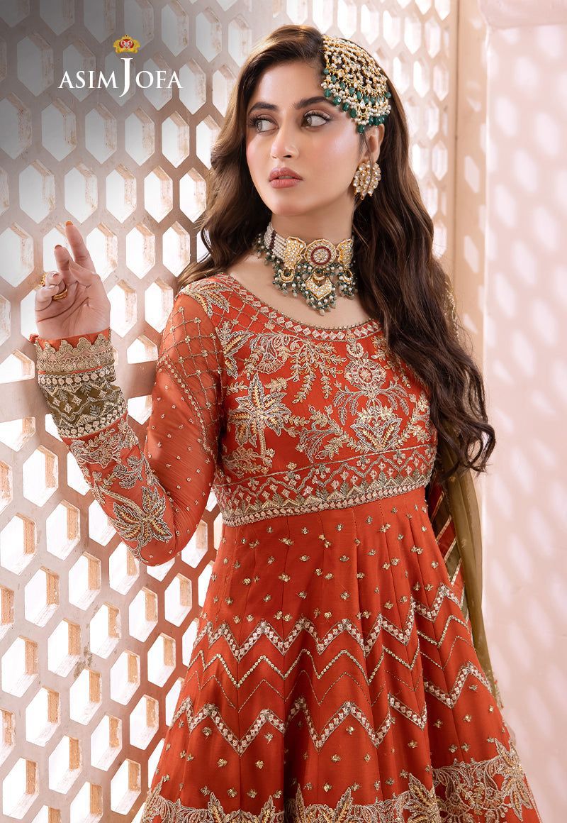 Asim jofa Complete chiffon frock Heavy Front Embroidered &nbsp;body with Heavy handwork