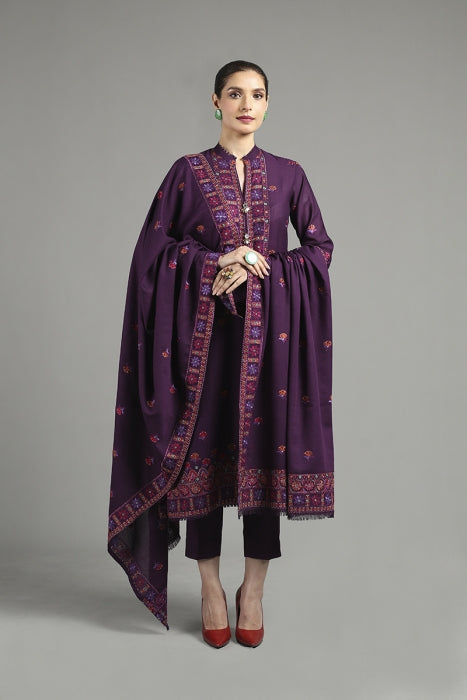 Bareeze 3PC Embroidered Dhanak with Embroidered Shawl