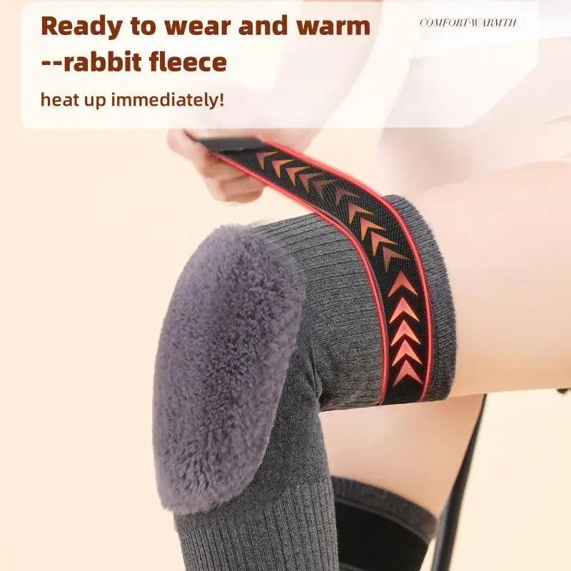 2 Pcs ADJUSTABL WOOL KNEE WARMERS PADS WITH STRAP